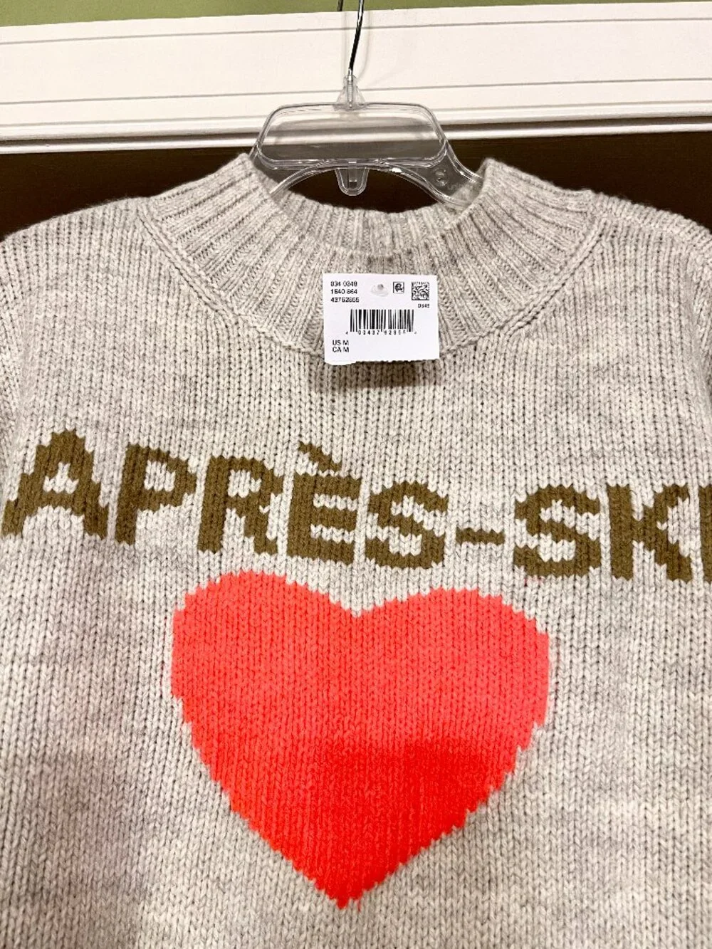 NWT Women's AE American Eagle Après Ski Cozy Winter Heart Sweater Size MEDIUM